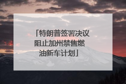 特朗普签署决议 阻止加州禁售燃油新车计划