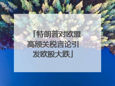 特朗普对欧盟高额关税言论引发欧股大跌