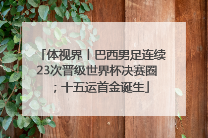 体视界丨巴西男足连续23次晋级世界杯决赛圈;十五运首金诞生