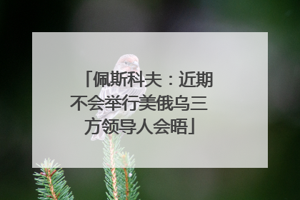 佩斯科夫：近期不会举行美俄乌三方领导人会晤