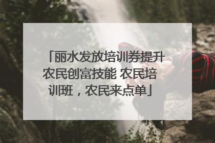 丽水发放培训券提升农民创富技能 农民培训班，农民来点单