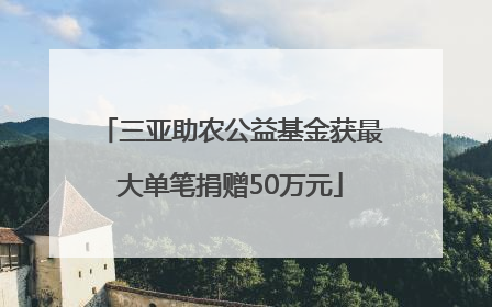 三亚助农公益基金获最大单笔捐赠50万元