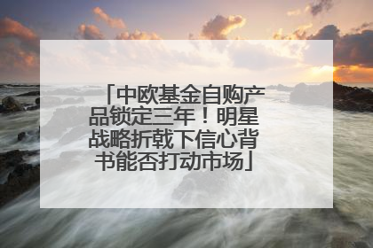 中欧基金自购产品锁定三年！明星战略折戟下信心背书能否打动市场