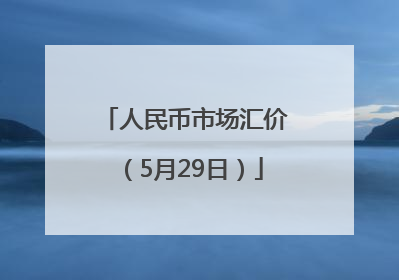 人民币市场汇价（5月29日）