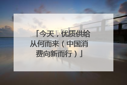 今天，优质供给从何而来（中国消费向新而行）