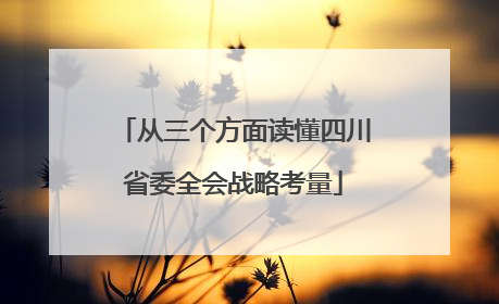 从三个方面读懂四川省委全会战略考量