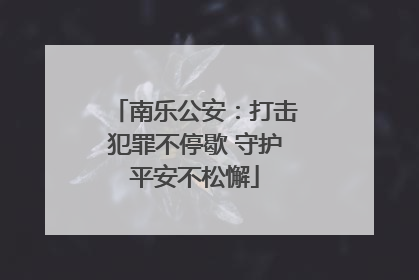 南乐公安：打击犯罪不停歇 守护平安不松懈