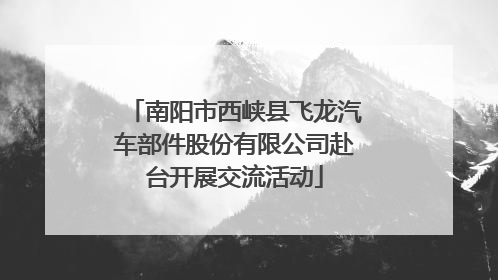 南阳市西峡县飞龙汽车部件股份有限公司赴台开展交流活动