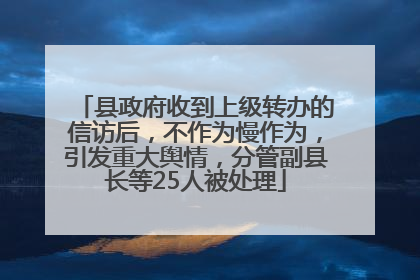 县政府收到上级转办的信访后，不作为慢作为，引发重大舆情，分管副县长等25人被处理