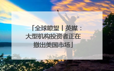 全球瞭望丨英媒：大型机构投资者正在撤出美国市场