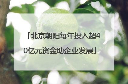 北京朝阳每年投入超40亿元资金助企业发展