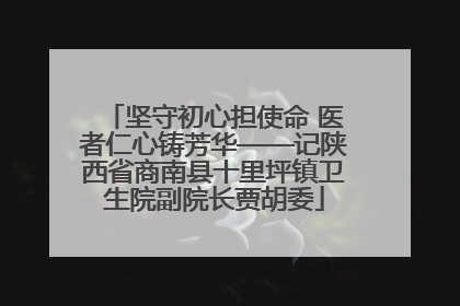 坚守初心担使命 医者仁心铸芳华——记陕西省商南县十里坪镇卫生院副院长贾胡委
