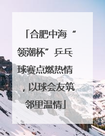 合肥中海“领潮杯”乒乓球赛点燃热情，以球会友筑邻里温情