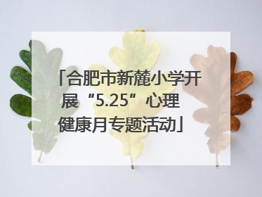 合肥市新麓小学开展“5.25”心理健康月专题活动