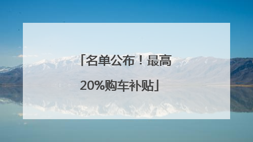 名单公布！最高20%购车补贴