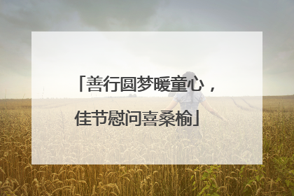 善行圆梦暖童心，佳节慰问喜桑榆