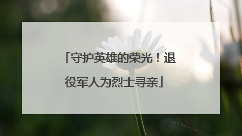 守护英雄的荣光！退役军人为烈士寻亲
