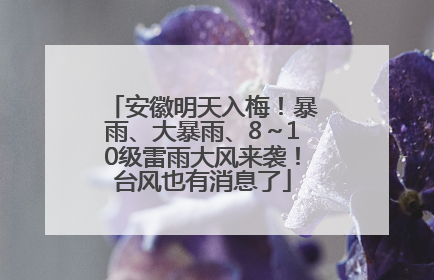 安徽明天入梅！暴雨、大暴雨、8～10级雷雨大风来袭！台风也有消息了