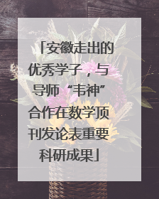 安徽走出的优秀学子，与导师“韦神”合作在数学顶刊发论表重要科研成果