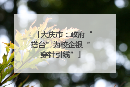 大庆市：政府“搭台”为校企银“穿针引线”