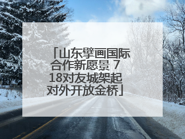 山东擘画国际合作新愿景 718对友城架起对外开放金桥