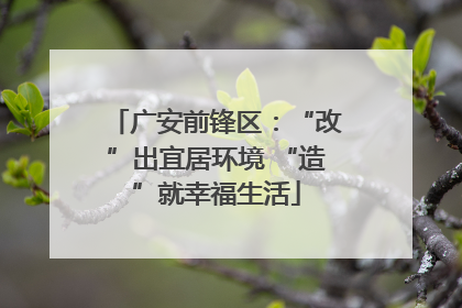 广安前锋区：“改”出宜居环境 “造”就幸福生活