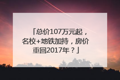 总价107万元起，名校+地铁加持，房价重回2017年？