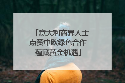 意大利商界人士点赞中欧绿色合作蕴藏黄金机遇