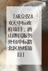 成立仅30天中标政府项目，唐山惠民服务外包中标路北区热线项目
