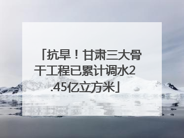 抗旱！甘肃三大骨干工程已累计调水2.45亿立方米