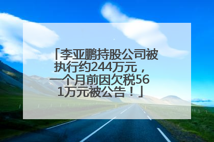 李亚鹏持股公司被执行约244万元，一个月前因欠税561万元被公告！
