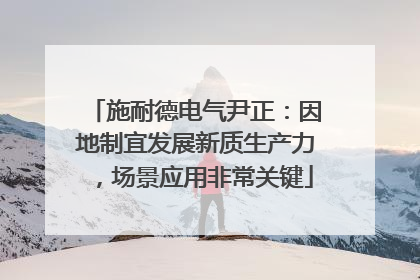 施耐德电气尹正：因地制宜发展新质生产力，场景应用非常关键
