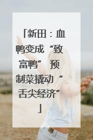 新田：血鸭变成“致富鸭” 预制菜撬动“舌尖经济”