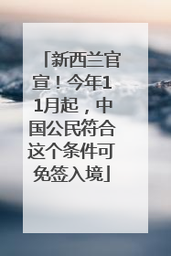 新西兰官宣！今年11月起，中国公民符合这个条件可免签入境