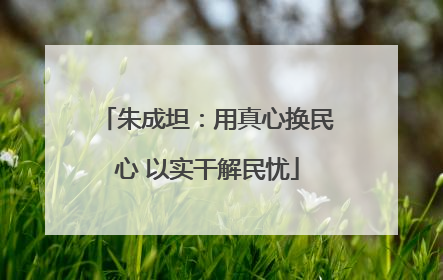 朱成坦：用真心换民心 以实干解民忧