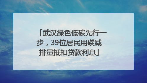 武汉绿色低碳先行一步，39位居民用碳减排量抵扣贷款利息