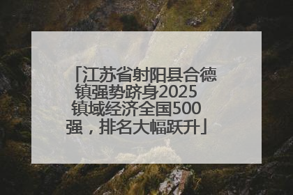 江苏省射阳县合德镇强势跻身2025镇域经济全国500强，排名大幅跃升