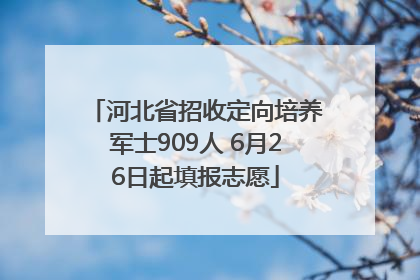 河北省招收定向培养军士909人 6月26日起填报志愿
