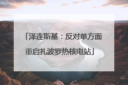 泽连斯基：反对单方面重启扎波罗热核电站