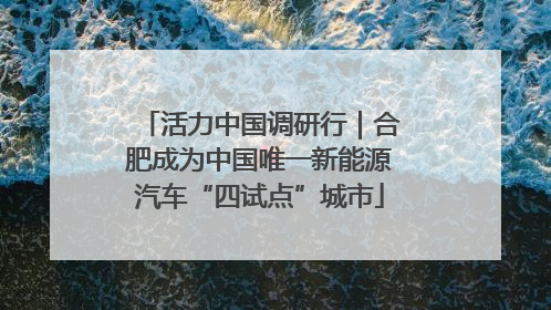 活力中国调研行｜合肥成为中国唯一新能源汽车“四试点”城市