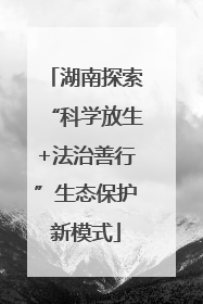 湖南探索“科学放生+法治善行”生态保护新模式