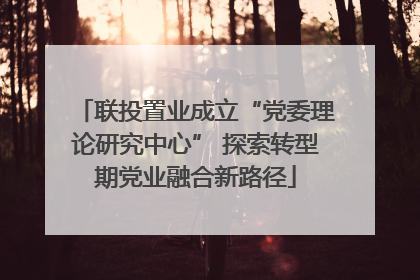 联投置业成立“党委理论研究中心” 探索转型期党业融合新路径