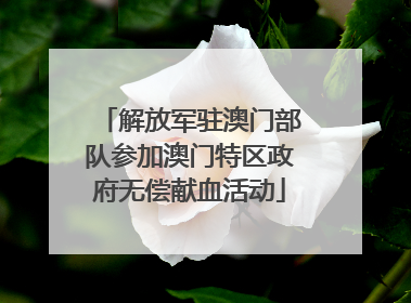 解放军驻澳门部队参加澳门特区政府无偿献血活动