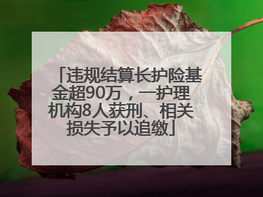 违规结算长护险基金超90万，一护理机构8人获刑、相关损失予以追缴