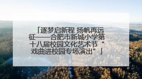 逐梦启新程 扬帆再远征——合肥市新城小学第十八届校园文化艺术节“戏曲进校园专场演出”