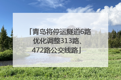 青岛将停运隧道6路 优化调整313路、472路公交线路