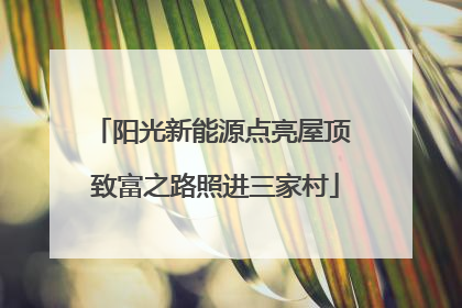 阳光新能源点亮屋顶 致富之路照进三家村