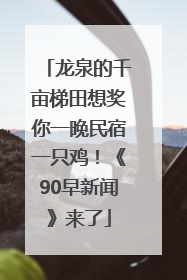 龙泉的千亩梯田想奖你一晚民宿一只鸡！《90早新闻》来了