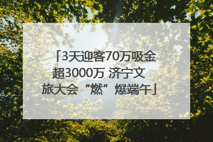 3天迎客70万吸金超3000万 济宁文旅大会“燃”爆端午