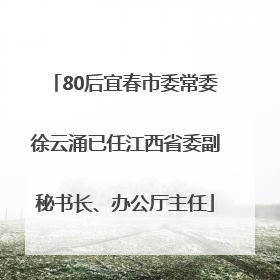 80后宜春市委常委徐云涌已任江西省委副秘书长、办公厅主任